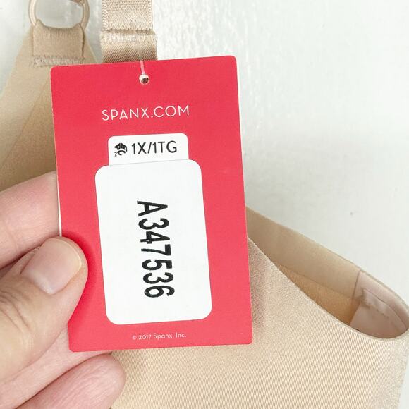 SPANX OnCore Open-Bust Mid Thigh Bodysuit Soft Nude NEW Size 1X Slimming Shaping - Picture 8 of 15